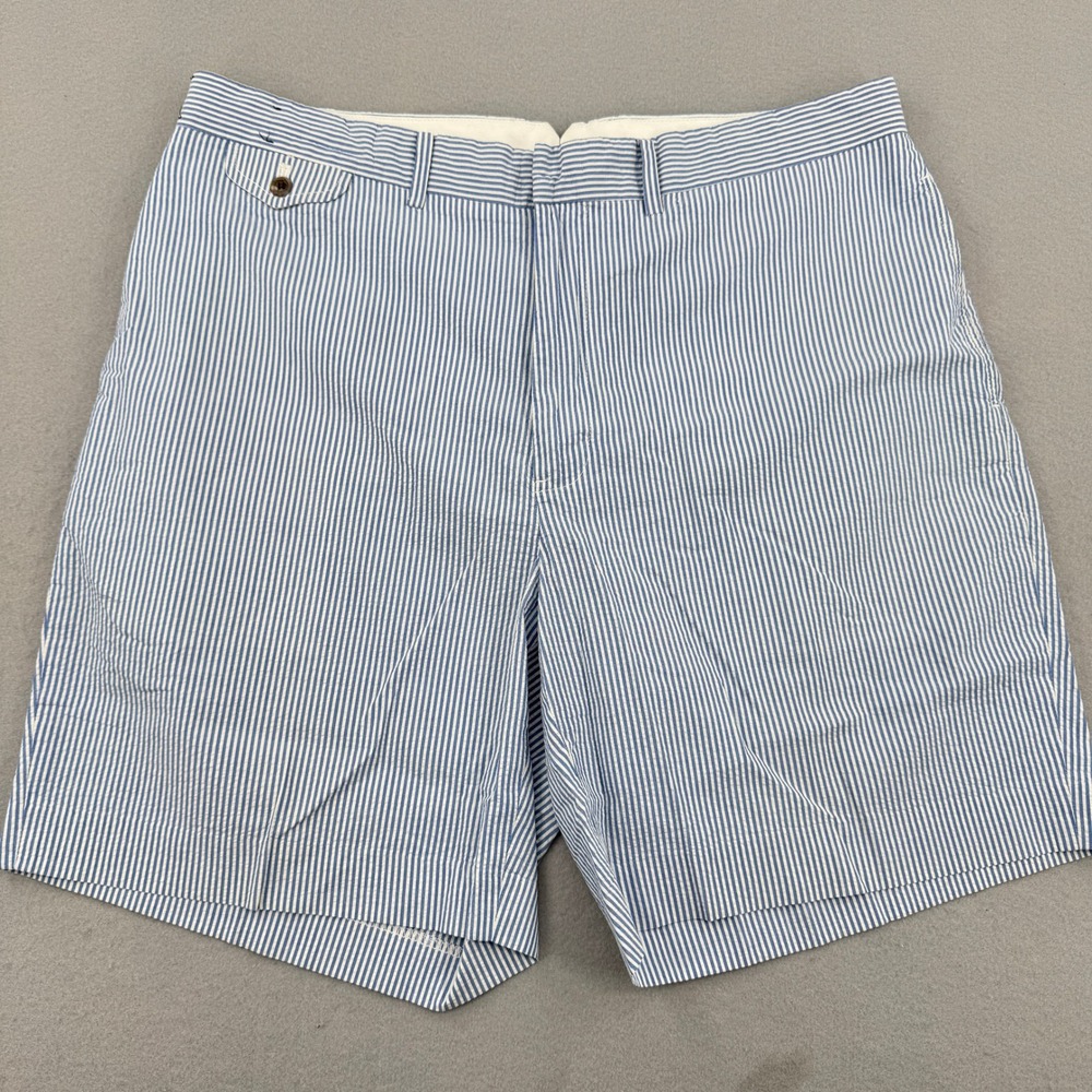 Polo Golf Ralph Lauren Seersucker Chino Shorts Men's 38‎ 8" Inseam Blue Striped